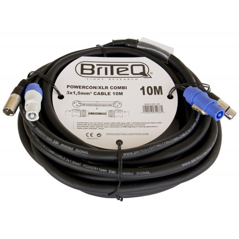 POWERCON/XLR COMBI CABLE 10M / 3X1,5mm 10M BRITEQ