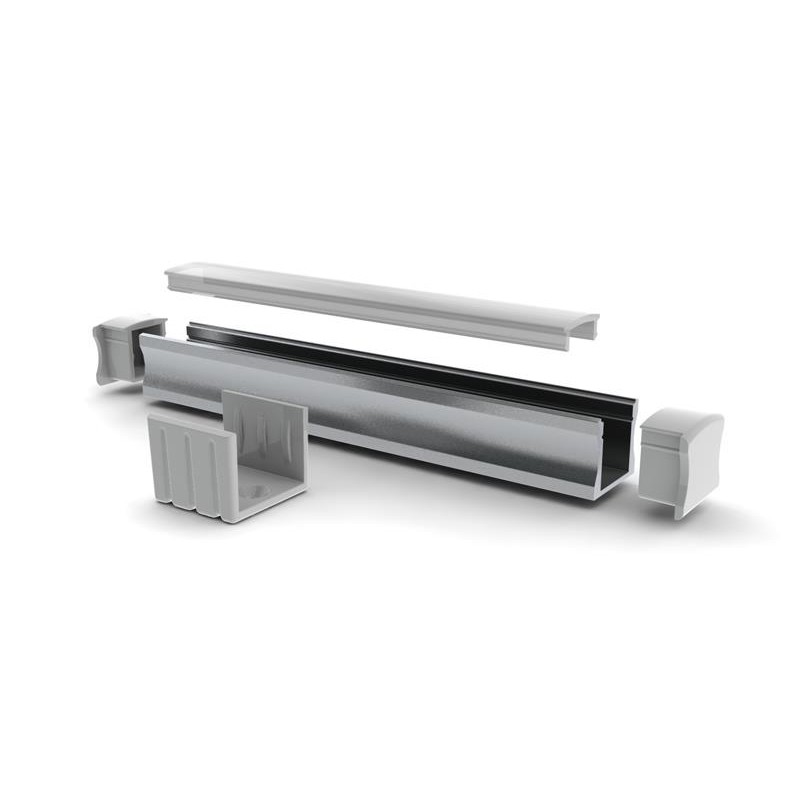 AL-P15 PERFIL ALUMINIO CANAL.TIPO U 2m 15mm TAPA FROST