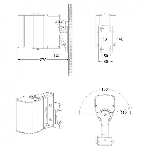 iLINESUP23 SOPORTE PARED iLINE23 NEGRO AUDIOPHONY