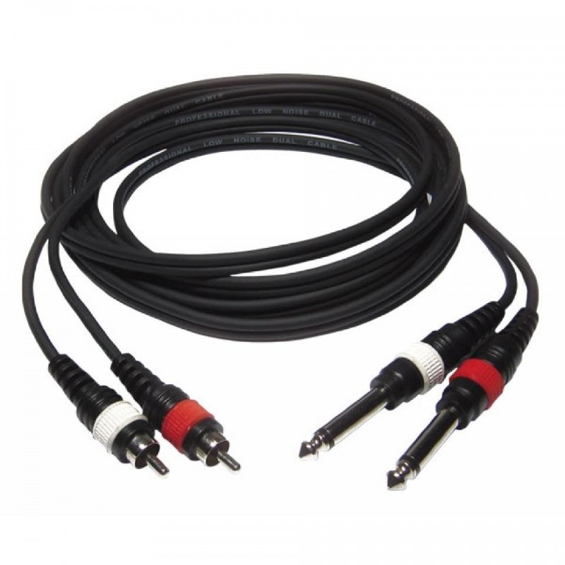 CABLE 2 RCA MACHO A 2 JACK 6.3 MONO 3m HILEC