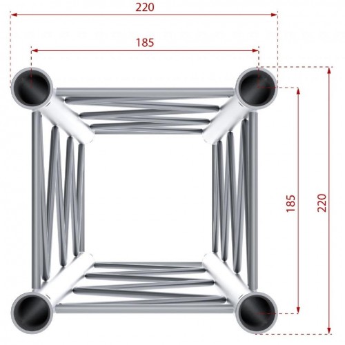 DECO22Q-PT100 CUADRADO 220mm. 1m CONTESTAGE