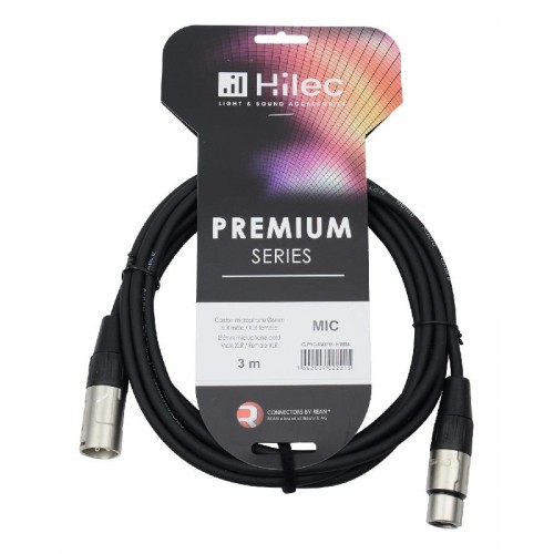 CABLE 6mm XLR Macho / XLR Hembra REAN - 3m PREMIUM HILEC