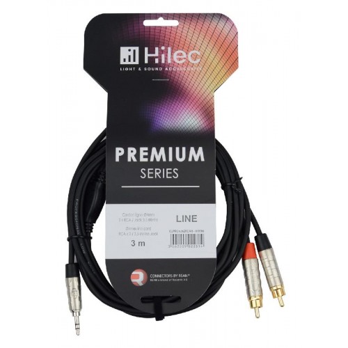 CABLE MINI JACK 3.5mm ST A 2x RCA REAN - 3m PREMIUM HILEC