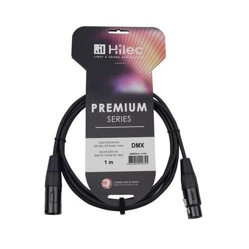 CABLE DMX XLR MACHO A XLR HEMBRA 1m PREMIUM 120 Ohm HILEC